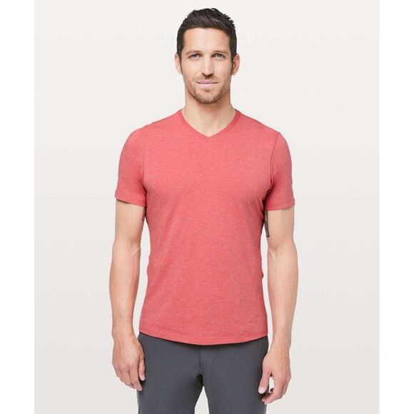 Lululemon light clay red heathered Vintage Vermillion 5 year basic V-neck tee - Picture 5 of 5